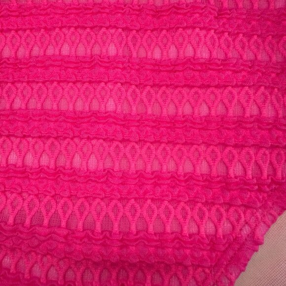 Vibrant Pink Crochet Textured High Waisted 2-Pc Swimsuit Bikini 0X - Picture 7 of 11